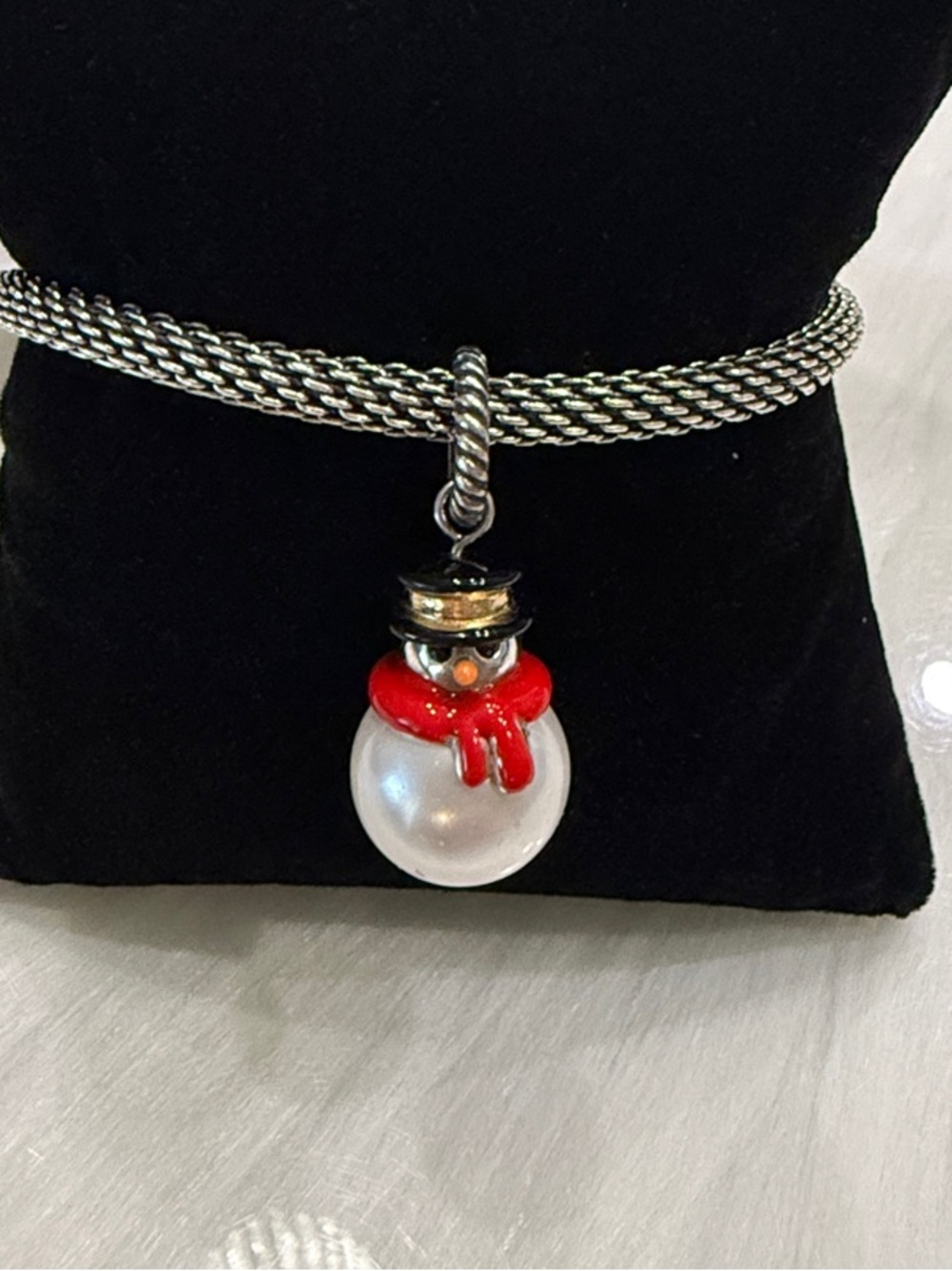 ⛄️🆕 Brighton Silver-tone Snowman Pendant Necklace with Red Scarf
